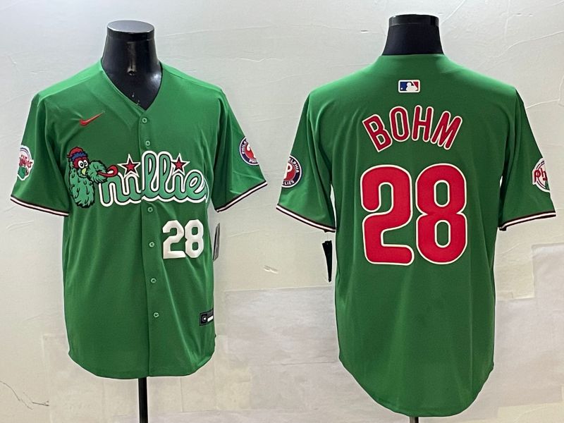 Men Philadelphia Phillies #28 Bohm Green Three generations Joint Name Game 2025 Nike MLB Jersey style 4->philadelphia phillies->MLB Jersey